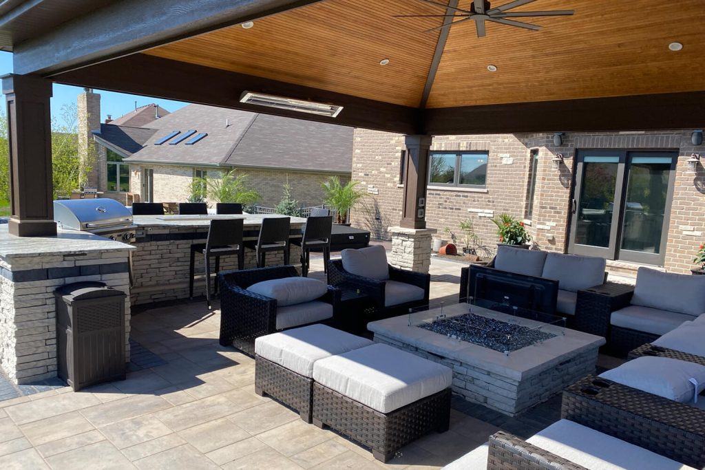 Outdoor Kitchen, Pergola, and Landscape Design by A Touch of Green