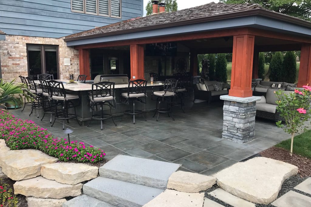 Outdoor Kitchen, Pergola, and Landscape Design by A Touch of Green
